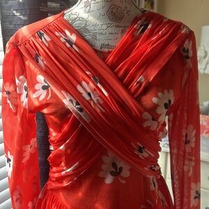 Ganni Red Floral Dress